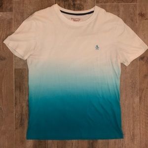 Teal Blue and White Ombré T Shirt